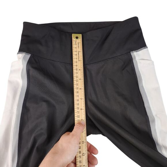 Black White Colorblock Leggings Womens XS Compression Workout Running Gym Yoga - Picture 12 of 15